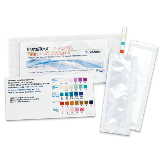 Insta-Test® Drinking Water 5-Way Test Strips, Foil Pouched 2/Bag